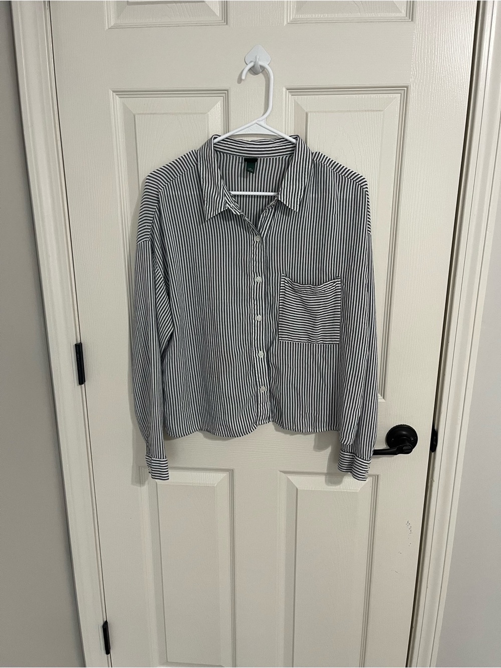 wild fable Black & White Striped Button-Down Shirt